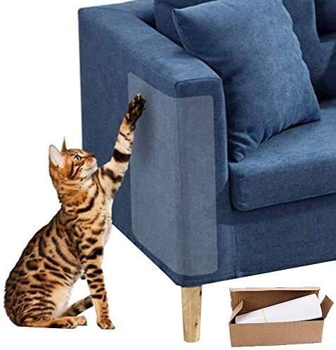 WELLXUNK 4 Piezas Gato Protector de arañazos para Muebles con 20 Tornillos,Protector de sofá para Mascotas Evitar Que los Gatos rasguñen los Muebles Evite el rasguño del cojín del sofá