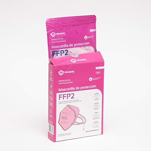 Welmask Mascarillas [Rosas] FFP2 5U [En bolsitas zip unitarias] Certificado Europeo 1463