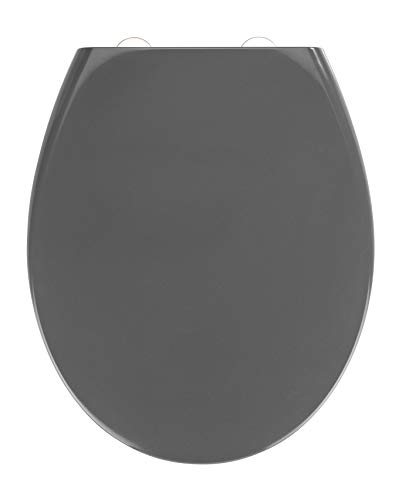 WENKO Tapa de WC Samos gris - antibacteriano, dispositivo automático de descenso, Duroplast, 37.5 x 44.5 cm, Gris oscuro