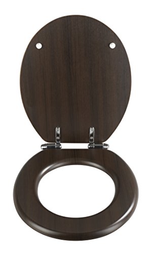 WENKO Tapa de WC Wenge - dispositivo automático de descenso, MDF, 35 x 42.5 cm, Marrón oscuro