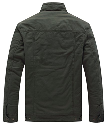 WenVen Chaquetas de Invierno de Algodón para Exteriores para Hombre Abrigos de Estilo Cargo Militar Clásico Chaqueta con Forro de Franela Gruesa Rompevientos Informal Hombre Verde Militar S