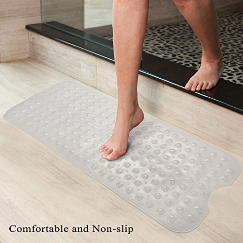 WIMAHA Alfombrillas de baño Extra largas,Alfombrillas de Ducha Alfombrillas de bañera Antideslizantes Antideslizantes y Resistentes al Moho con Ventosa,Lavable a máquina,100x40cm,Transparente