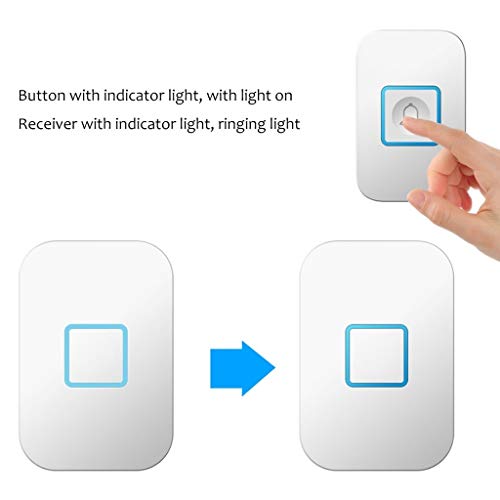Wireless Home Timbre Timbre de la Puerta a Distancia Pager Viejo Timbre electrónico Dos Cordones de Cable Cuatro Al no Recibir la batería (Color : White)