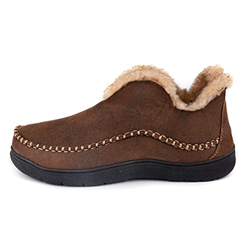 Wishcotton zapatillas de microgamuza para hombre, con forro polar cálido, de espuma viscoelástica, para interiores y exteriores, Coffee, 44 EU