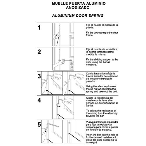 WOLFPACK LINEA PROFESIONAL 3091465 Muelle Puerta Wolfpack Aluminio Anodizado Negro (Blister 1 Pieza), Cranberry