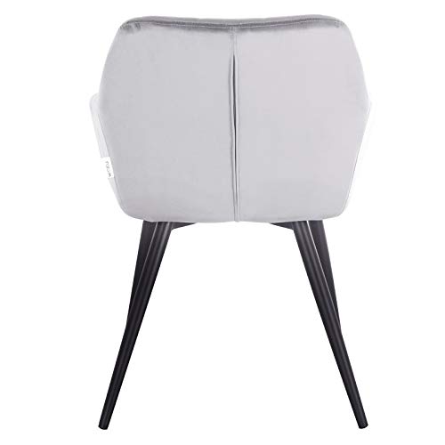 WOLTU 1 x Sillas de Comedor Nordicas Estilo Vintage Juego de 1, Silla de Cocina Silla Tapizada con Reposabrazos Tapizadas en Terciopelo, Estructura de Metal, Gris BH93gr-1