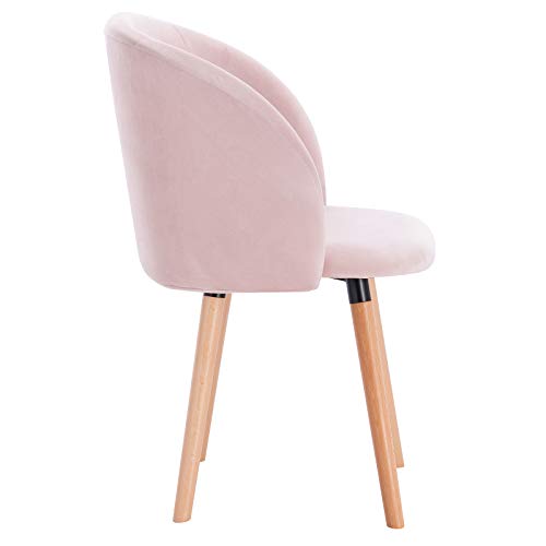 WOLTU 1x Sillas de Comedor Nordicas Estilo Vintage Dining Chairs Juego de 1 Sillas de Cocina Sillas Tapizadas en Terciopelo Silla de Conferencia Silla de Escritorio Rosa BH121rs-1