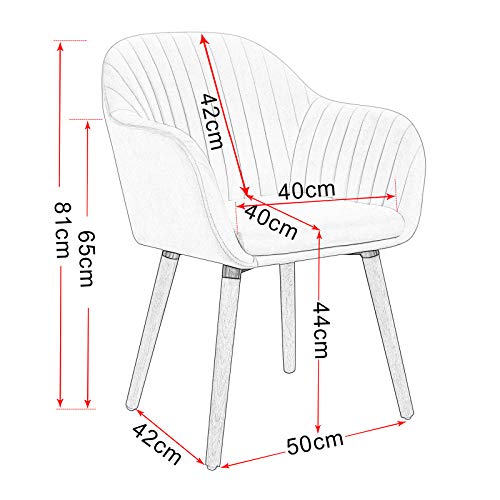 WOLTU 1x Sillas de Comedor Nordicas Estilo Vintage Juego de 1, Sillas de Cocina Sillas Tapizada con Reposabrazos en Terciopelo, Estructura de Madera Sillas de Escritorio Crema BH95cm-1