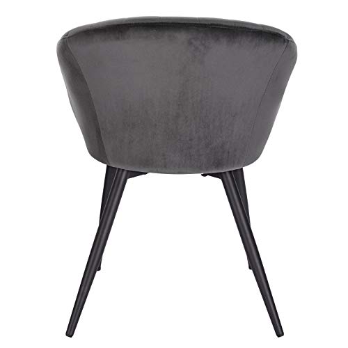 WOLTU 1X Sillas de Comedor Sillas de Cocina Dining Chairs Juego de 1 Sillas Tapizada Salón con Reposabrazos Sillas Terciopelo con Respaldo Patas de Metal Silla de Oficina Gris Oscuro BH244dgr-1