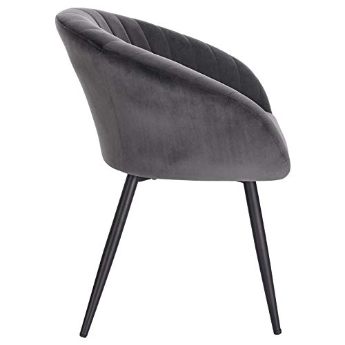 WOLTU 1X Sillas de Comedor Sillas de Cocina Dining Chairs Juego de 1 Sillas Tapizada Salón con Reposabrazos Sillas Terciopelo con Respaldo Patas de Metal Silla de Oficina Gris Oscuro BH244dgr-1