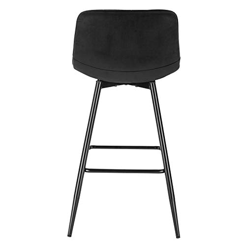 WOLTU 2X Taburete de Bar con Respaldo Paquete de 2 Marco de Metal Muebles Cocina Asiento de Terciopelo Taburetes Cocina Alto Sillas Bar Alta Cocina Negro BH252sz-2