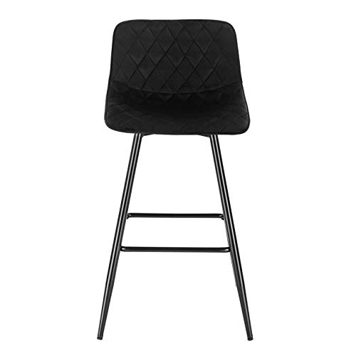 WOLTU 2X Taburete de Bar con Respaldo Paquete de 2 Marco de Metal Muebles Cocina Asiento de Terciopelo Taburetes Cocina Alto Sillas Bar Alta Cocina Negro BH252sz-2