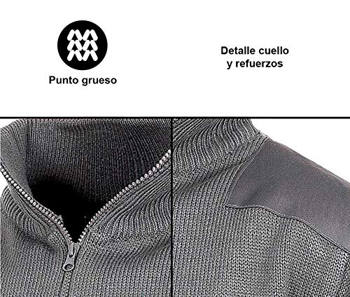 Work Team Jersey de Media Cremallera con Refuerzos en Hombros y Codos. Hombre Gris XL