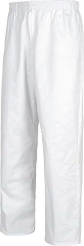 Work Team Pantalón Sanitario Cintura elástica, bragueta Cremallera, sin Bolsillos, 100% Algodón. Hombre Blanco S