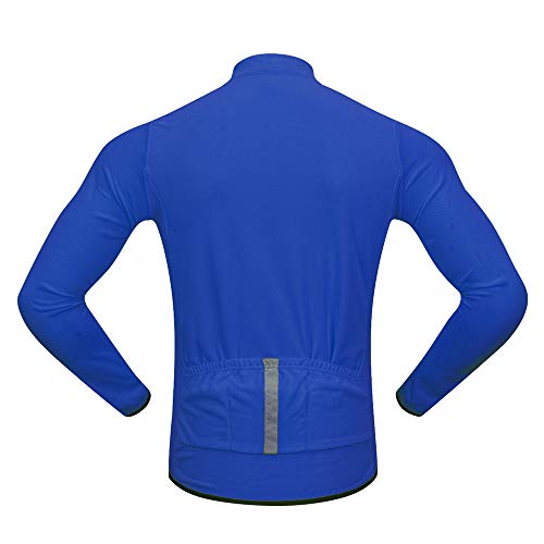 WOSAWE - Camiseta de ciclismo transpirable de manga larga para hombre, media cremallera, secado rápido, color azul XL)