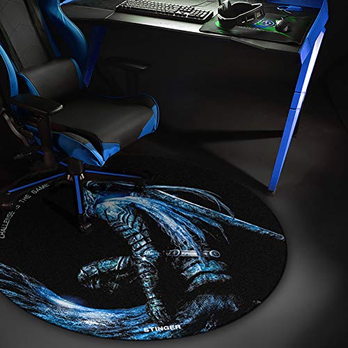 Woxter Stinger Floorpad Blue - Alfombrilla Gaming de Suelo, Tapete Protector para Suelo - Resistente al Agua, Lavable, 100% Microfibra, Diámetro 120 cm, Color Azul