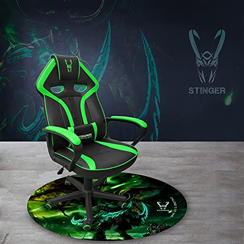 Woxter Stinger Floorpad Green - Alfombrilla Gaming de Suelo, Tapete Protector para Suelo - Resistente al Agua, Lavable, 100% Microfibra, Diámetro 120 cm, Color Verde