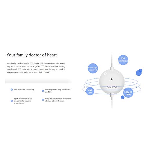 WSN Monitor de frecuencia cardíaca EKG portátil, Dispositivo de monitorización cardíaca cardíaca ECG portátil de Mano Máquina de electrocardiograma, para Uso físico Bienestar General,iOS