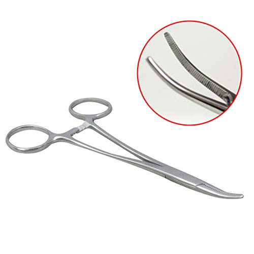 WYMAODAN YIYI Pinzas hemostáticas, acero inoxidable Perro Gato Mascota Tijeras Oreja Pinza para el cabello Pesca Tijeras Herramientas (12.5CMDoblar)