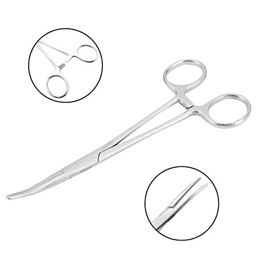 WYMAODAN YIYI Pinzas hemostáticas, acero inoxidable Perro Gato Mascota Tijeras Oreja Pinza para el cabello Pesca Tijeras Herramientas (12.5CMDoblar)