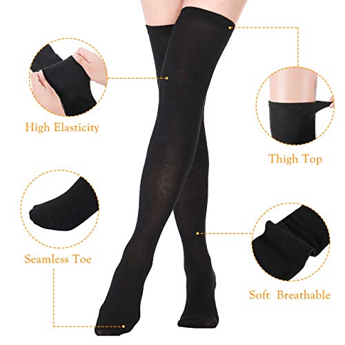 XDDIAS Calcetines Altos de Muslo, 3 Pares Calcetines Hasta la Rodilla Apto Elasticidad Calcetines Largos para Mujeres