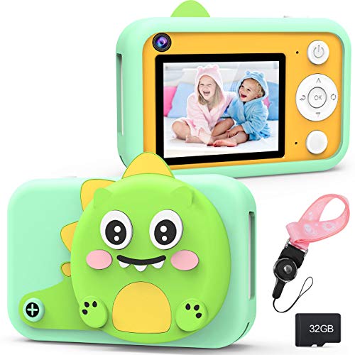 XDDIAS Cámara para Niños, Recargable Cámara Digitale Selfie con 32GB Tarjeta SD, Video Cámara Infantil con Pantalla de 2.4 Pulgadas para Niños y Niñas (Verde)