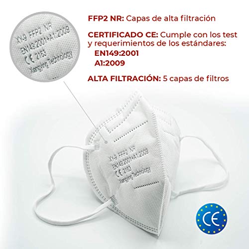 Xiangying x25 mascarillas FFP2 NR Homologadas y Certificadas - Rosa Claro - Embolsado Individual para mayor comodidad - Protección polvo y partículas (caja 25 mascarillas) (Rosa)