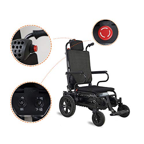 XJZHANG Silla de Ruedas eléctrica para Subir escaleras Silla de Escalera Plegable Elevador de Rescate de Emergencia, Scooter Ligero Plegable Ultraligero Inteligente Completamente automático