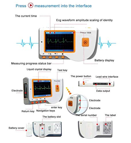 XKRSBS Monitor de ECG de Mano avanzado Mini Monitor de ECG LCD portátil Monitor de Salud