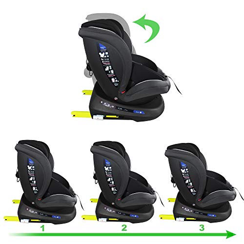 XOMAX S64 Silla de coche Isofix giratoria 360 grados I inclinable I Grupo 0+/1/2/3 I evolutiva 0-36 kg, 0-12 años I Funda extraíble y lavable I ECE R44/04