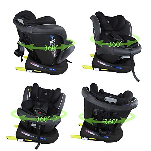 XOMAX S64 Silla de coche Isofix giratoria 360 grados I inclinable I Grupo 0+/1/2/3 I evolutiva 0-36 kg, 0-12 años I Funda extraíble y lavable I ECE R44/04