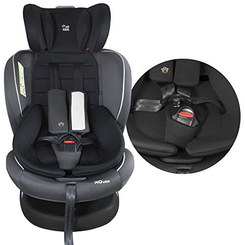 XOMAX S64 Silla de coche Isofix giratoria 360 grados I inclinable I Grupo 0+/1/2/3 I evolutiva 0-36 kg, 0-12 años I Funda extraíble y lavable I ECE R44/04