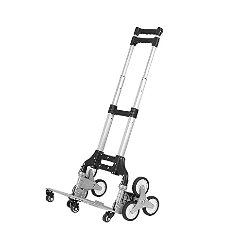 Xooz Carrito de Escalera de Escalera, Carro de Compras para Alimentos Altura Ajustable Aluminio portátil Plegable Carretilla Carro de Equipaje para Mover, Comprar, Viajar, automático, hogar,6 Rounds