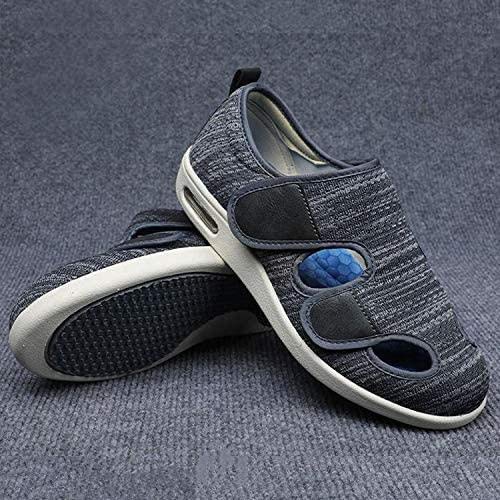 XRDSHY Zapatos para Diabéticos para Hombre, Zapatillas Artríticas Hinchadas, Calzado Ortopédico Extra Ancho, Zapatos Antideslizantes para Caminar para Ancianos,Gray-EU38