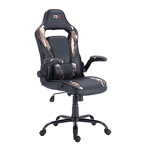 XTR-X20, Silla Gamer, Silla de Oficina Gaming Estudio o Escritorio, Acabado en Símil Piel Negro y Camuflaje, Medidas: 60 cm (Ancho) x 50 cm (Fondo) x 122-132 cm (Alto)