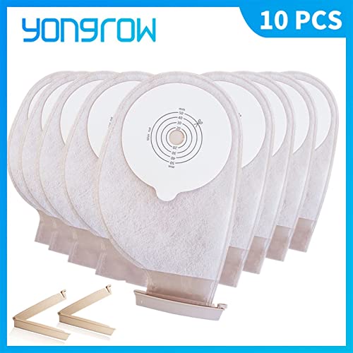 XYQ 10 PCS Sistema de una Pieza Bolsa de ostomía de la ostomía de la colostomía drenible Bolsa de la Bolsa de ostomía de la ostomía del Corte del Corte de la Cubierta Beige Cubierta de la orina