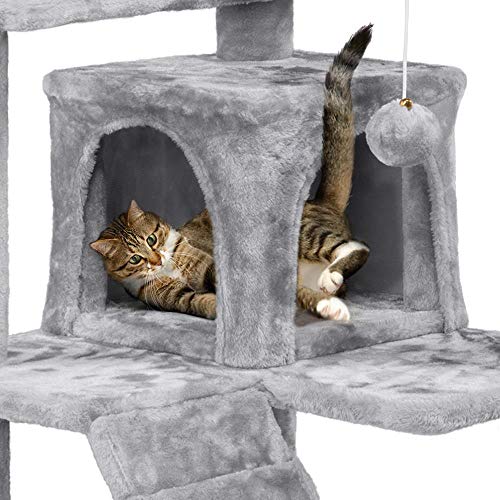 Yaheetech Árbol Rascador para Gatos con Plataforma Torre Rascador Escalador para 2-3 Gatos Medianos con Bolas 50x50x130 cm