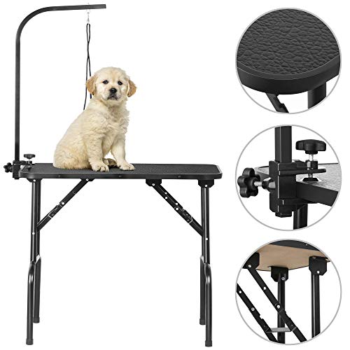 Yaheetech Mesa de Peluqueria Canina Plegable Mesa de Aseo para Perro Mascotas Antideslizante Carga 100Kg Altura Regulable