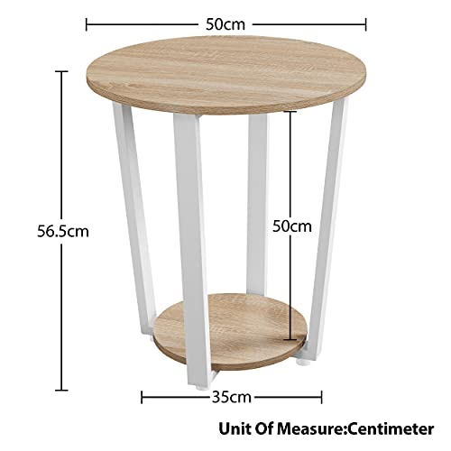 Yaheetech Mesita Auxiliar Redonda para Salón Mesa Auxiliar Estrecha Vintage Mesa Lateral para Sofa 56,5 cm de Altura Roble Claro