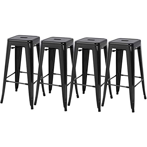 Yaheetech Pack 4 Taburetes de Bar Taburete Industrial Sillas Altos de Cocina MAX Carga 150Kg 42 x 42 x 76 cm