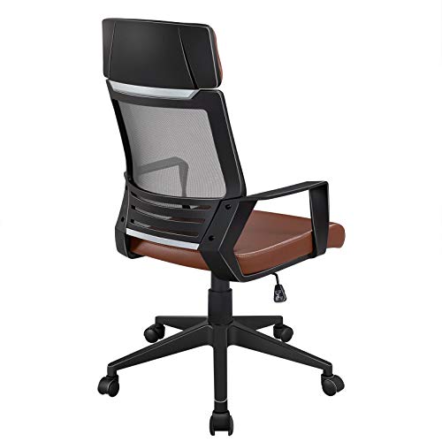 Yaheetech Silla Oficina Ergonomica con Reposacabeza Ruedas de Cuero Artificial Altura Ajustable para Oficina Despacho Estudio Silla Gaming Regulable Tricolor