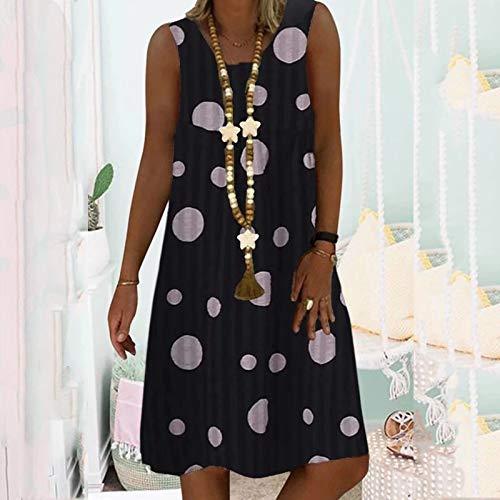 YANFANG Vestido Bohemio Vintage Sin Mangas Informal Diario con Estampado De Punto Onda Talla Grande para Mujer Verano Mujer, C Mangas, Estilo éTnico, Y Tirantes La Playa, Vacaciones, Citas