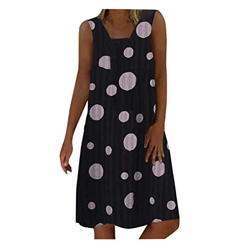 YANFANG Vestido Bohemio Vintage Sin Mangas Informal Diario con Estampado De Punto Onda Talla Grande para Mujer Verano Mujer, C Mangas, Estilo éTnico, Y Tirantes La Playa, Vacaciones, Citas