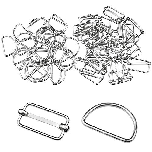 YapitHome 30 Piezas Hebillas Deslizantes de Metal 25 MM 30 Piezas Metal Anillos en Forma de D 25 MM para Hacer Bolso de Mano, Bolsa de Equipaje, Mochila(Plata)