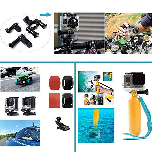 YHTSPORT Juego de accesorios para cámara de acción para GoPro Hero 10 9 8 Max 7 6 5 4 negro GoPro 2018 sesión fusión plata blanco Insta360 DJI SJCAM APEMAN AKASO y otras cámaras (28in1)