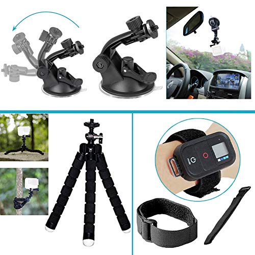 YHTSPORT Juego de accesorios para cámara de acción para GoPro Hero 10 9 8 Max 7 6 5 4 negro GoPro 2018 sesión fusión plata blanco Insta360 DJI SJCAM APEMAN AKASO y otras cámaras (28in1)