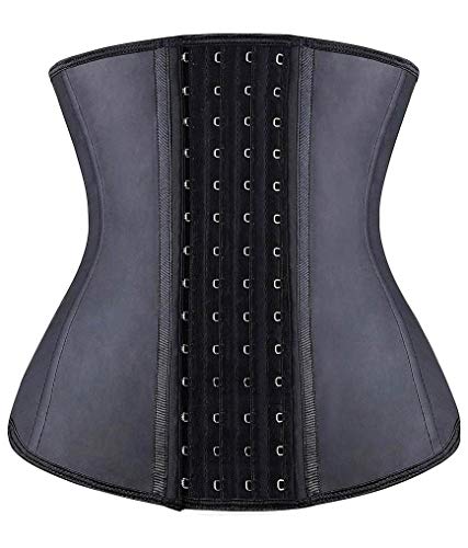 YIANNA Fajas Reductoras Mujer con 4 Ganchos Corsé Reductor Latex Waist Trainer Faja Reductora Colombiana Abdomen Negro，11788 Size S