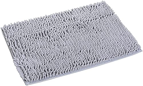 YIQI Alfombra de baño de Felpa de Microfibra de Chenilla, Suave y acogedora, Agua súper Absorbente, Antideslizante, Gruesa para Dormitorio de baño (60x40 cm, Gris)