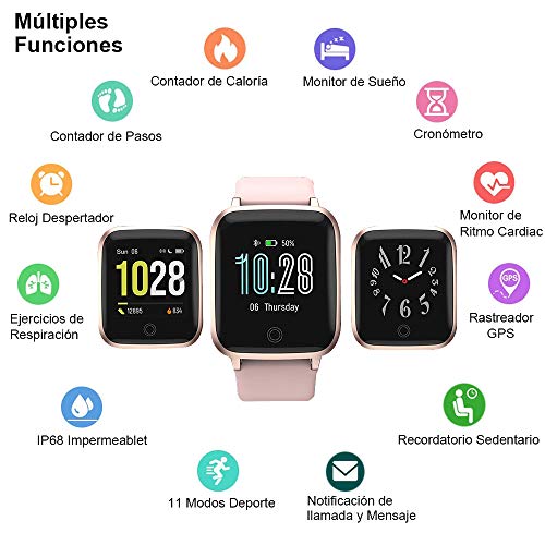 Yishark Reloj Inteligente Mujer Pulsera Actividad Niños Hombres Podómetro Reloj Deportivo Monitor de Sueño Fitness Tracker Smartwatch Pulsómetros Contador de Calorías Pasos Reloj para Android iPhone