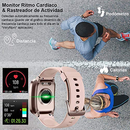 Yishark Reloj Inteligente Mujer Pulsera Actividad Niños Hombres Podómetro Reloj Deportivo Monitor de Sueño Fitness Tracker Smartwatch Pulsómetros Contador de Calorías Pasos Reloj para Android iPhone